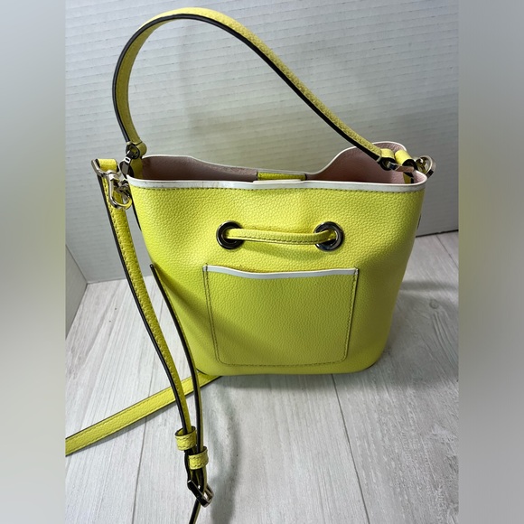 kate spade lemon yellow leather drawstring bucket shoulder bag - Picture 5 of 13